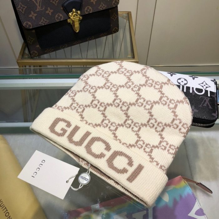 Gucci 米色羊绒毛线帽