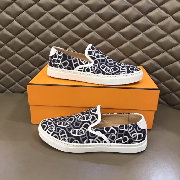1:1爱马仕 (Hermes) 男士 Kick Interlock H 运动鞋黑色