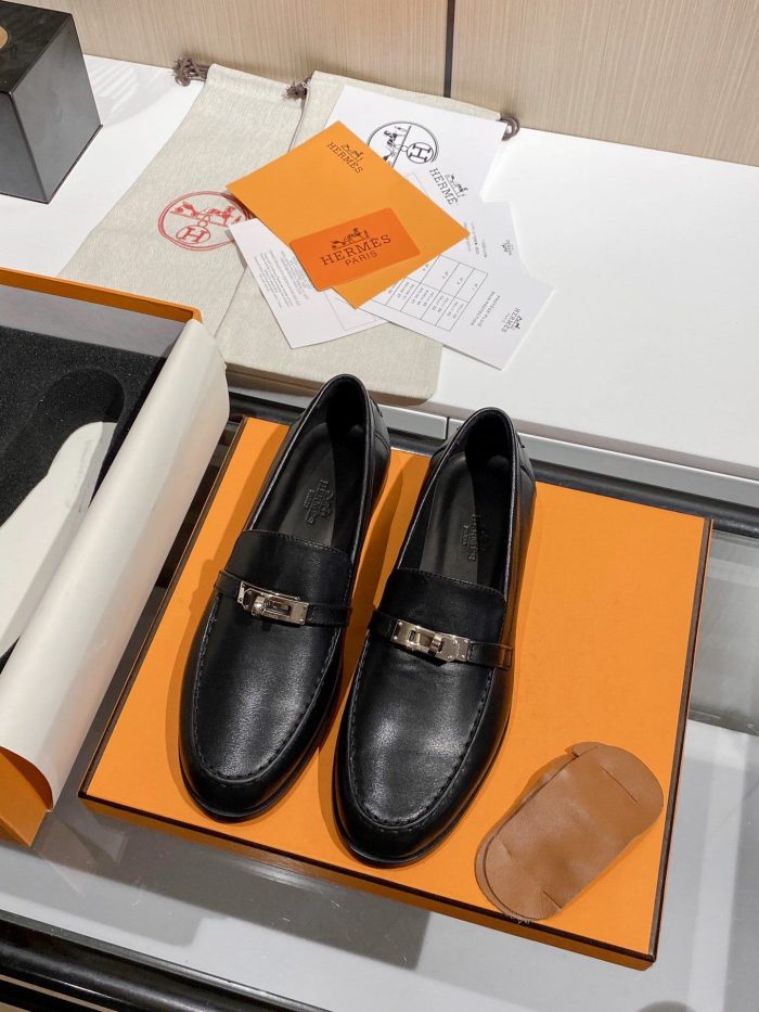 Hermes Destin 女式乐福鞋黑色，女鞋 H212114Z 02390