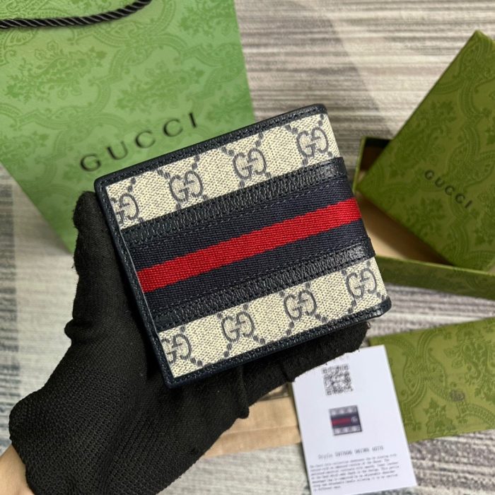 Gucci Ophidia GG 男士钱包米色和蓝色 4.3 英寸/11 厘米 GG 597606 96IWN 4076