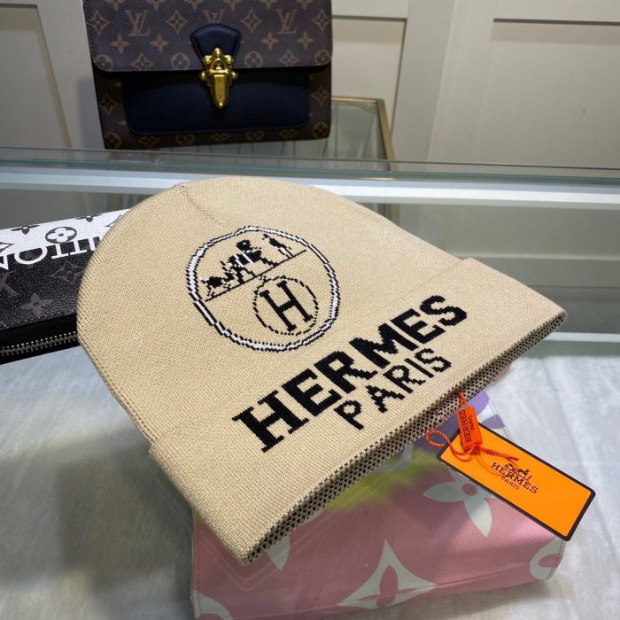 爱马仕 (Hermes) 米色频率毛线帽