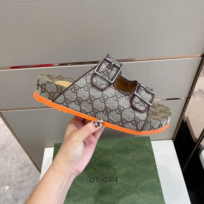 Gucci 男士系带拖鞋凉鞋灰橙色 658020 2HK60