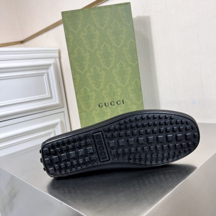 Gucci 男士黑色织带细节乐福鞋 6246981XH101066