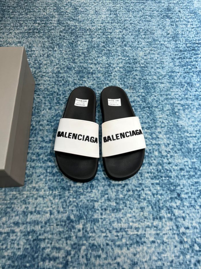 Balenciaga 男士泳池拖鞋白色/黑色