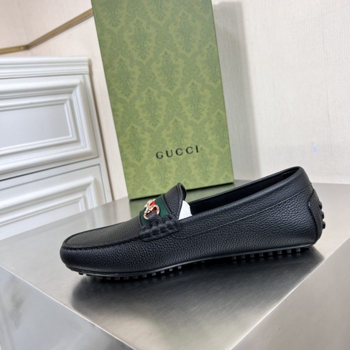 Gucci 男士黑色织带细节乐福鞋 6246981XH101066