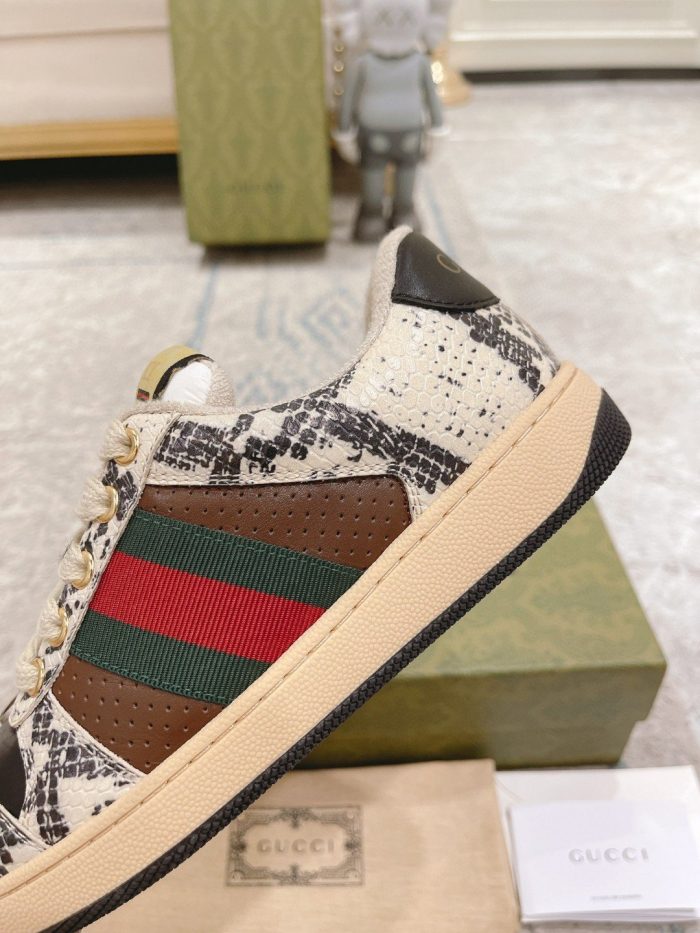 Gucci Screener 蟒蛇纹米色女式 GG 鞋 1496599