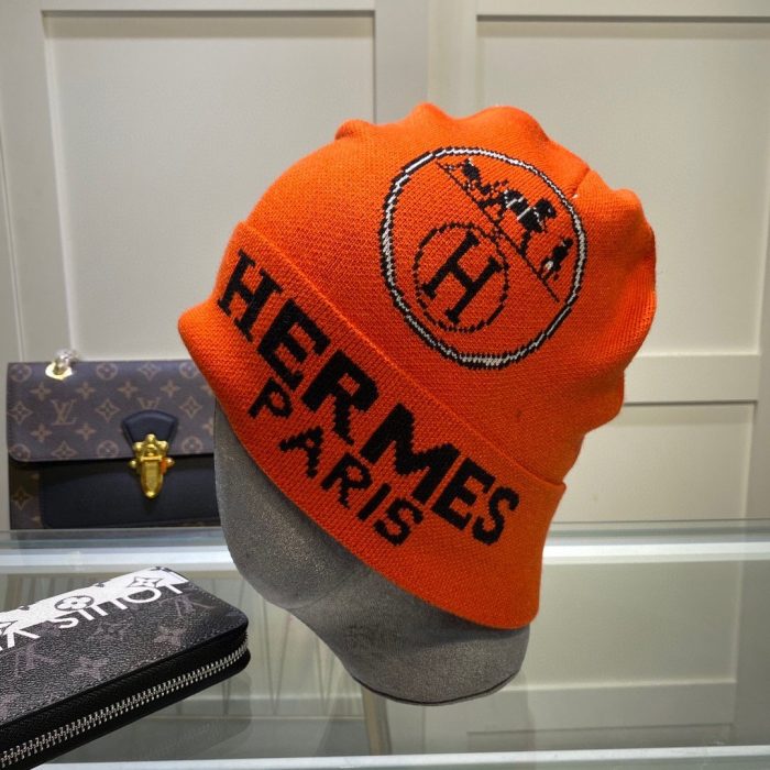 Hermes 橙色频率毛线帽