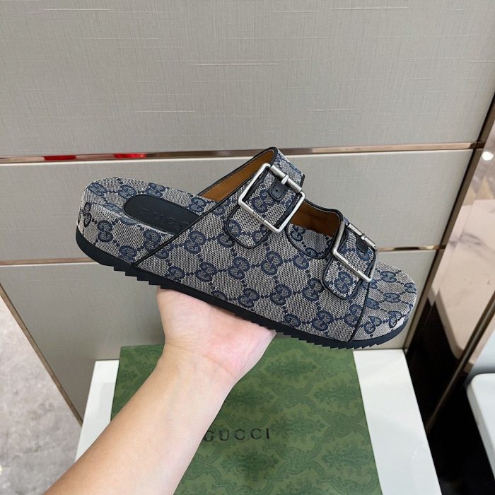 Gucci 女式带肩带拖鞋蓝色 658020 2HK60