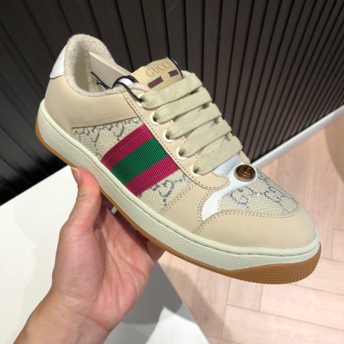 Gucci 男士 Screener GG 低帮米色粉绿色男士 546551