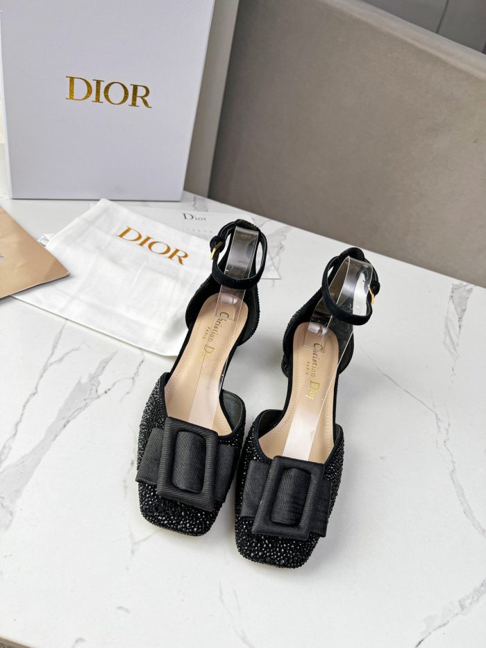 CD Dior Idylle 女式芭蕾舞鞋黑色 1.5 英寸/3.5 厘米