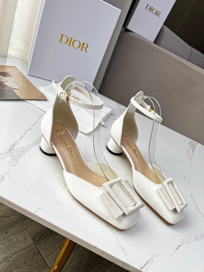 CD Dior Idylle 女式芭蕾舞高跟鞋白色 1.5 英寸/3.5 厘米