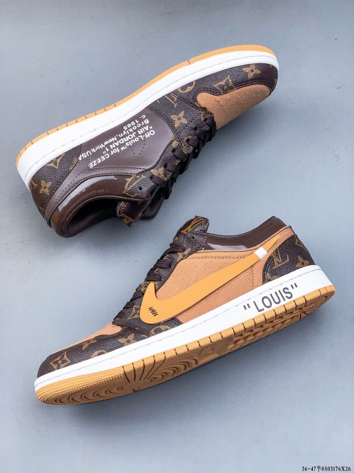 复刻Louis Vuitton x Nike Air Jordan 1 Off-Louis Brown 男士运动鞋，男鞋