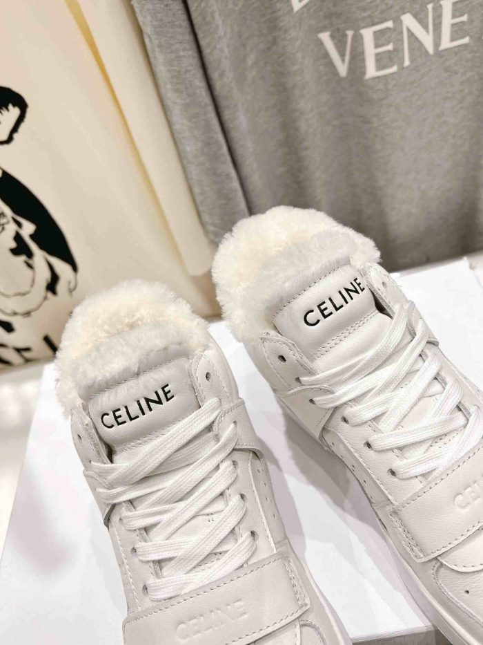 Celine 女式毛白色坡跟鞋底运动鞋