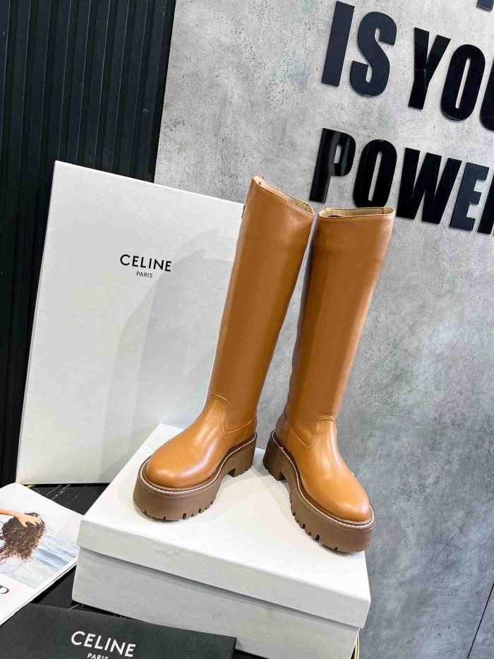 Celine Bulky 女式棕色高筒靴