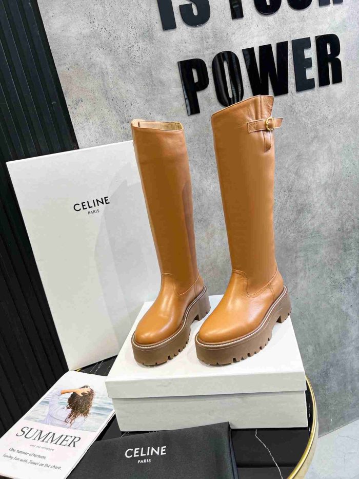 Celine Bulky 女式棕色高筒靴