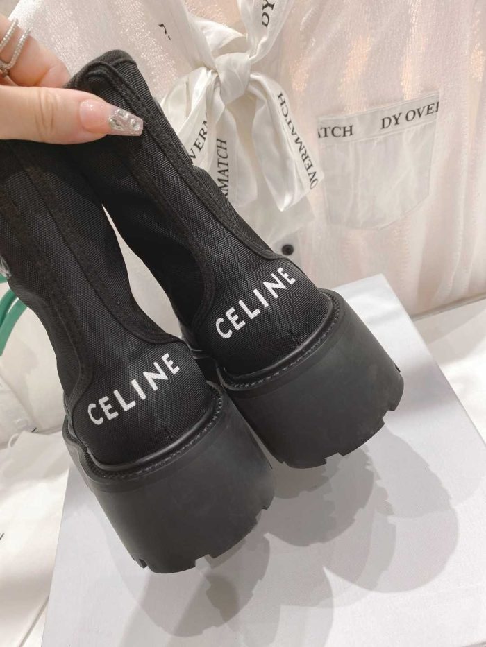 Celine Bulky 女式黑色尼龙系带靴 345597004C.38NO