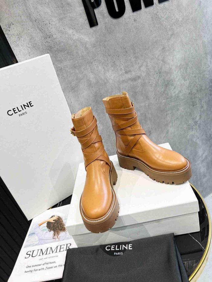 Celine Bulky 女式中号靴棕色