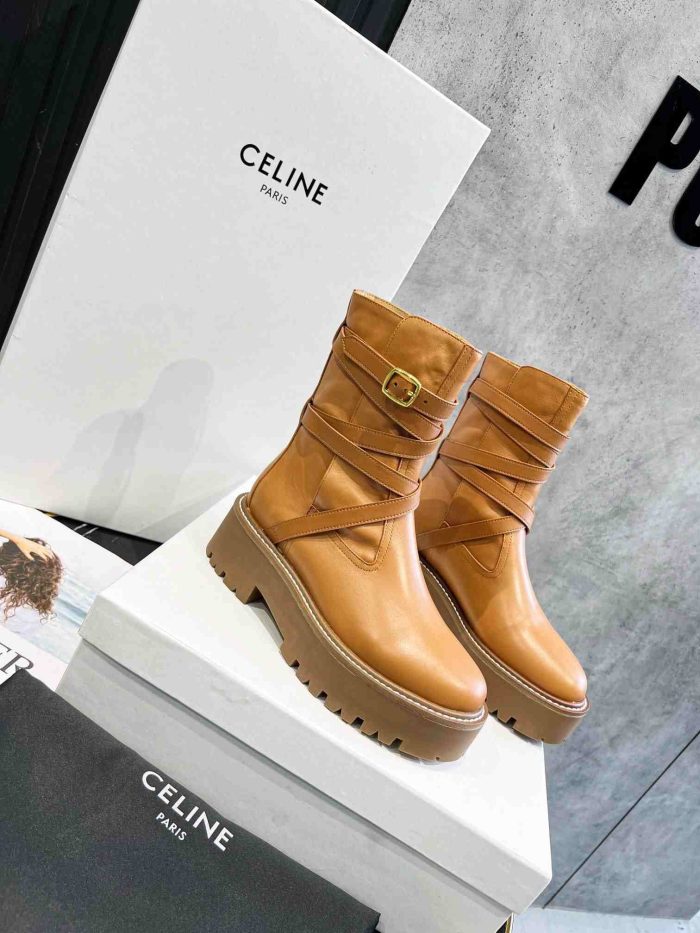 Celine Bulky 女式中号靴棕色