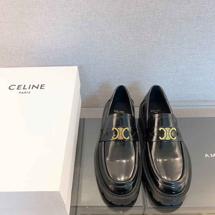 Celine Bulky Penny 女式黑色粗乐福鞋