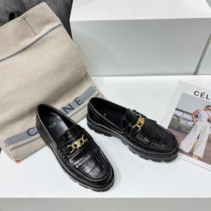 Celine Margaret 女式 Triomphe Black 乐福鞋