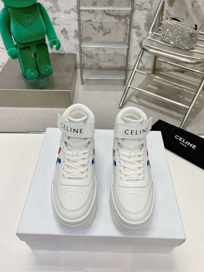 Celine 女式魔术贴和坡跟中帮运动鞋白色 352163338C.01UR