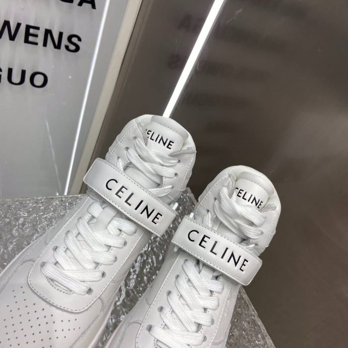 Celine 女式划痕白色高帮运动鞋