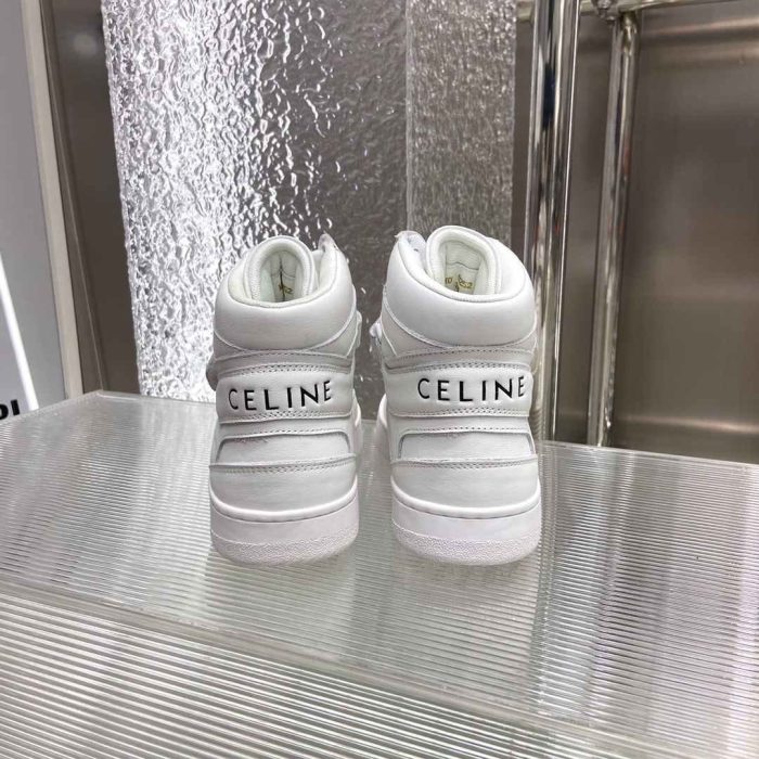 Celine 女式划痕白色高帮运动鞋