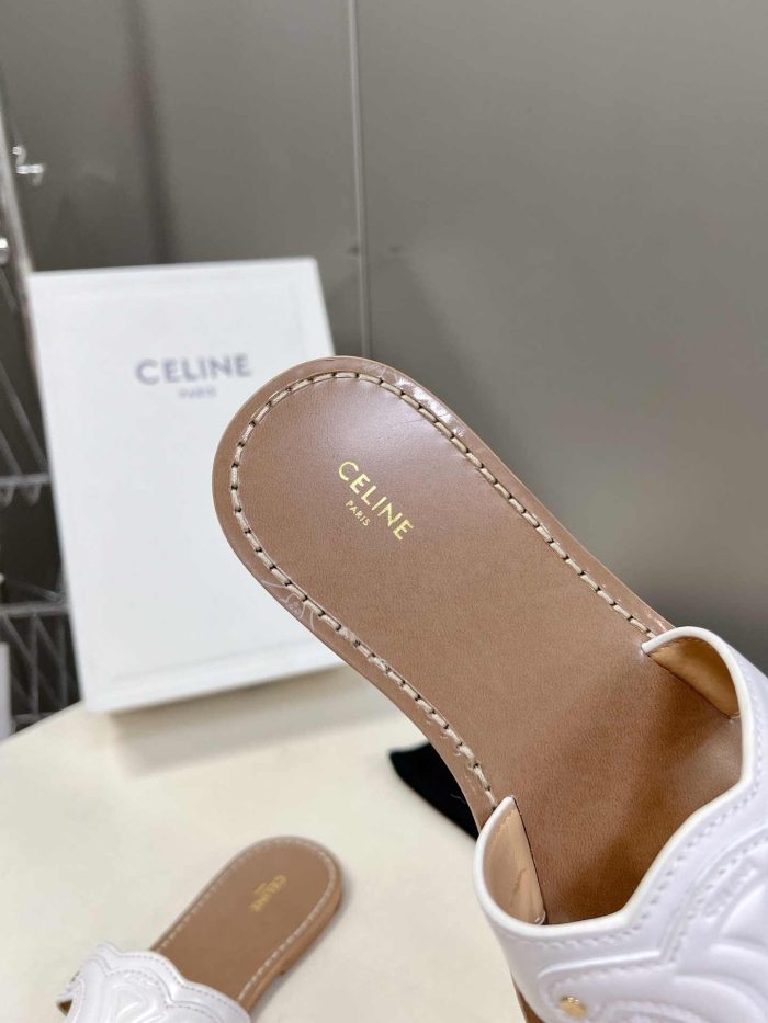 Celine Triomphe 女士白色穆勒鞋