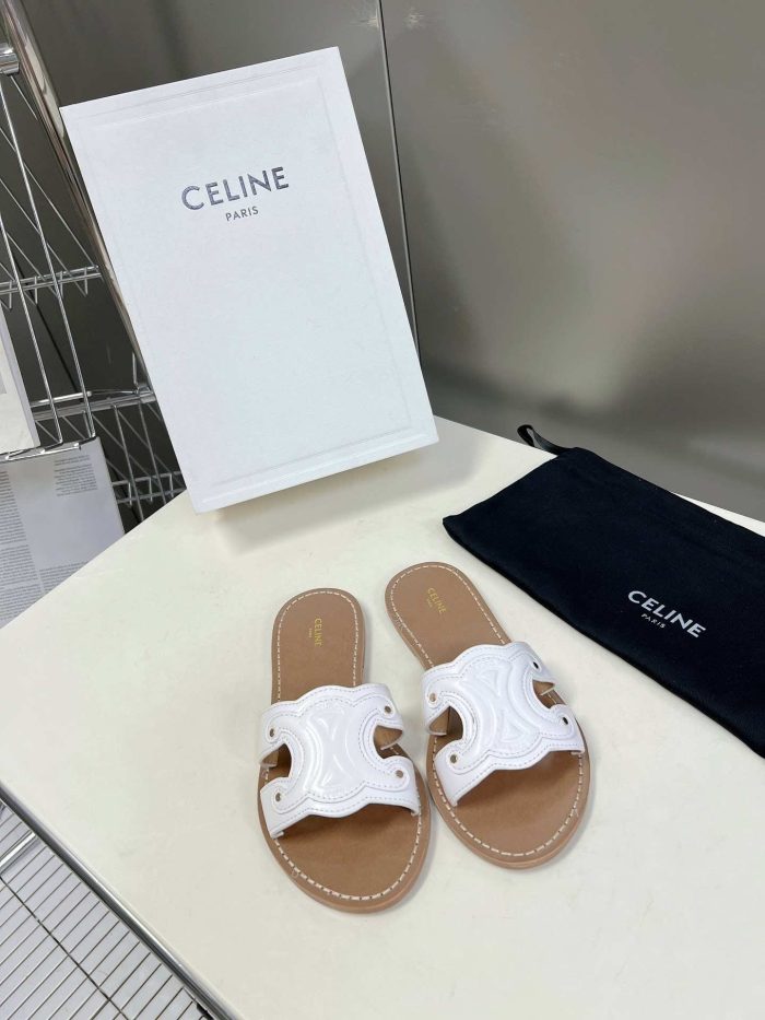 Celine Triomphe 女士白色穆勒鞋