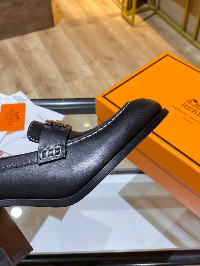 Hermes 女式鞋跟黑色 2.8 英寸/7 厘米