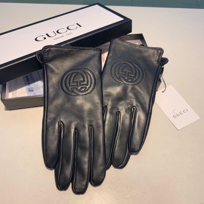 Gucci 黑色标志性双 G 图案手套