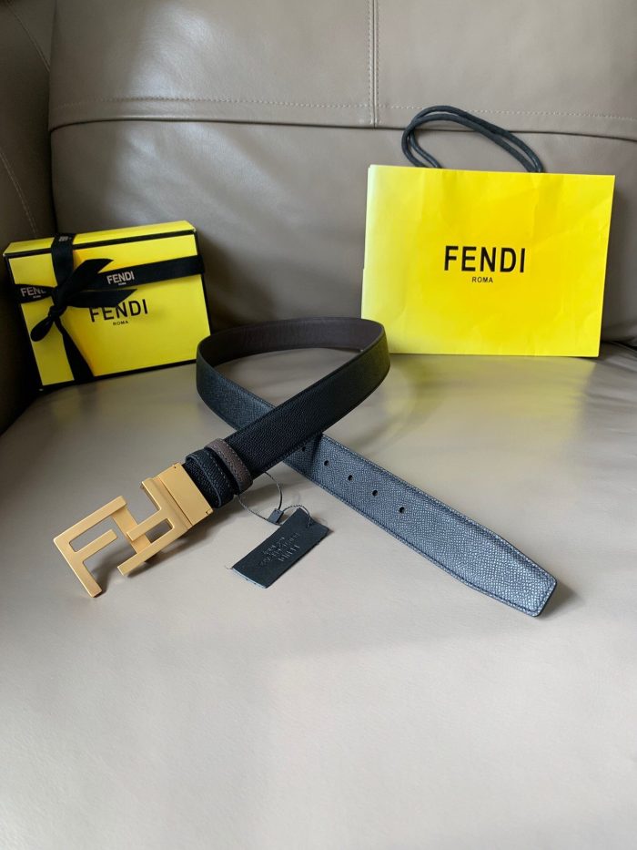 Fendi 女士双 F 扣灰色腰带，女士腰带