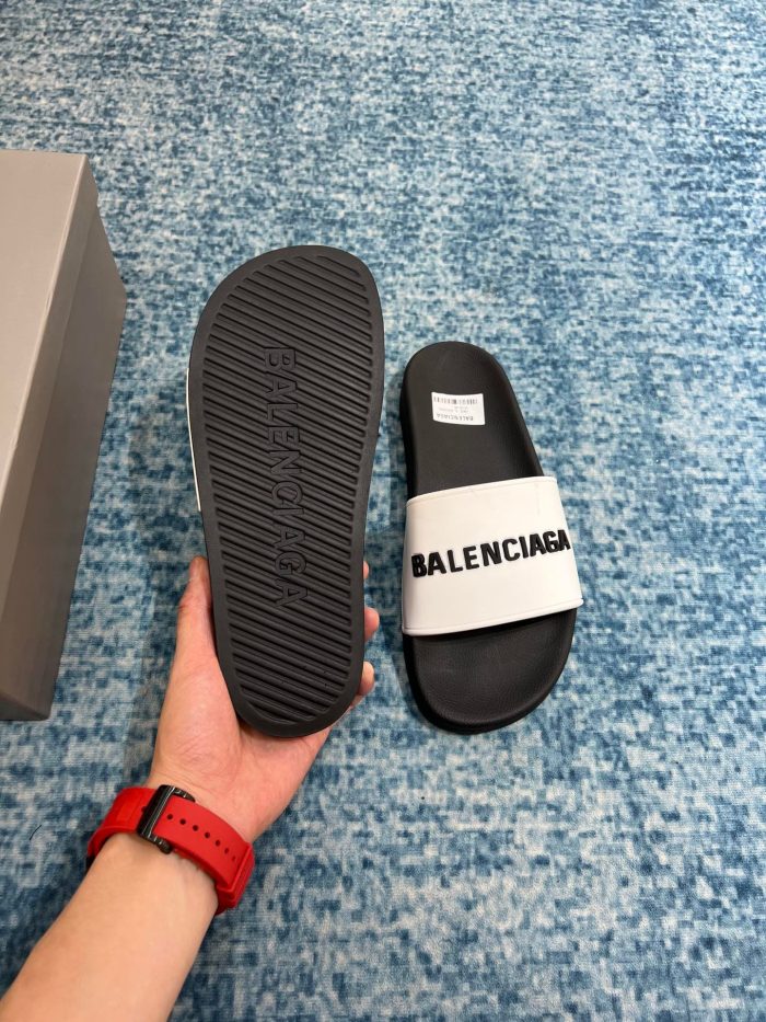 Balenciaga 男士泳池拖鞋白色/黑色