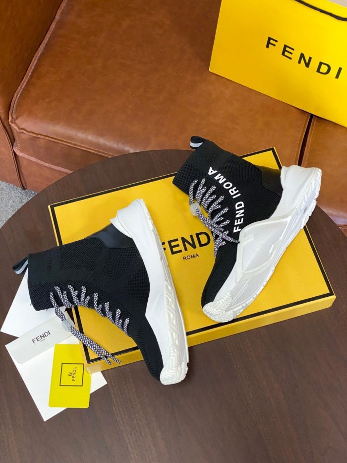 Fendi 女式高帮运动鞋黑白