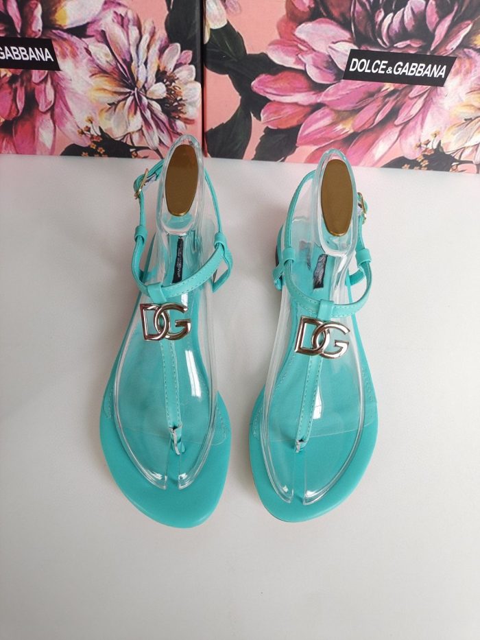 杜嘉班纳Gabbana DG 女式 Nappa 凉鞋翡翠绿 DG 鞋履