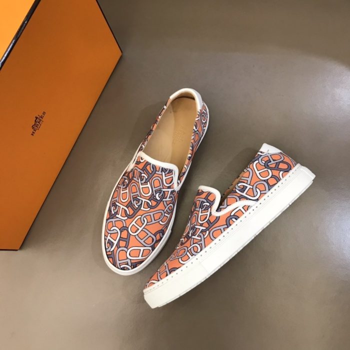 1:1爱马仕 (Hermes) 男士 Kick Interlock H 运动鞋棕色