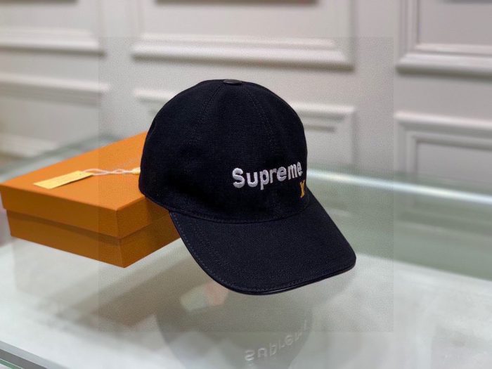 路易威登 Supreme 帽子 黑色 LV 帽子