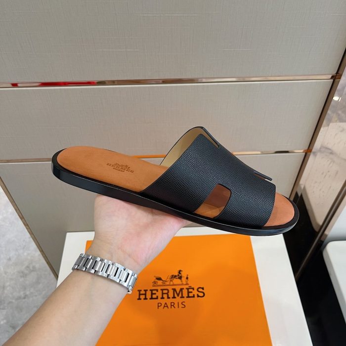 1:1爱马仕 (Hermes) 伊兹密尔男士凉鞋黑色和棕色