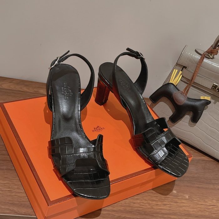 Hermes Eternite 女式凉鞋黑色 2.7 英寸/7 厘米