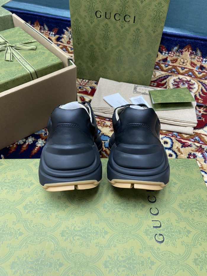 Gucci 男士 Rhyton 运动鞋带彩虹色徽标黑色 552851 DRW00 1000