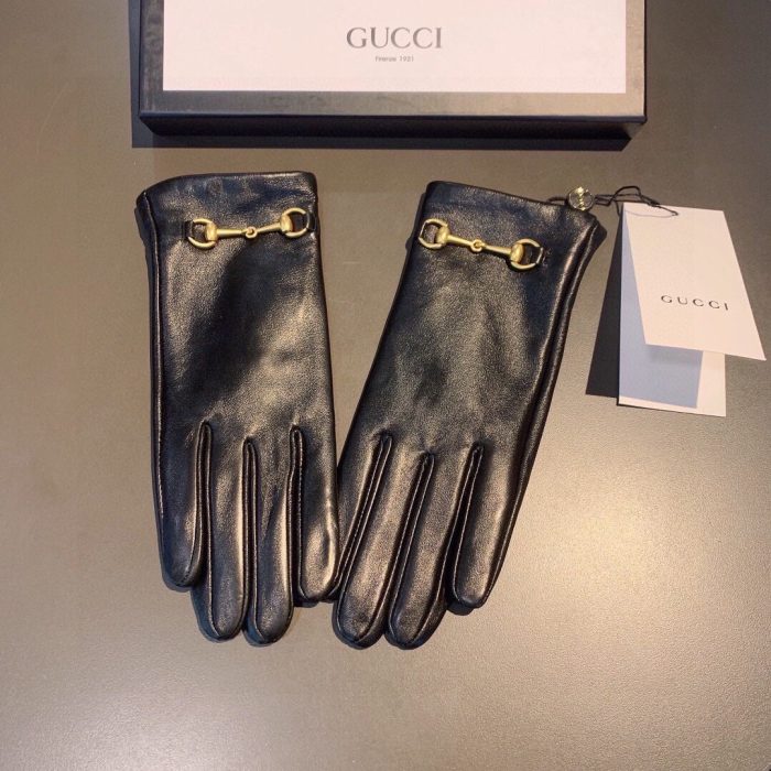 Gucci 黑色小时纹手套