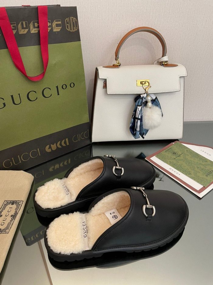 Gucci Elea 男士马衔扣穆勒鞋黑色