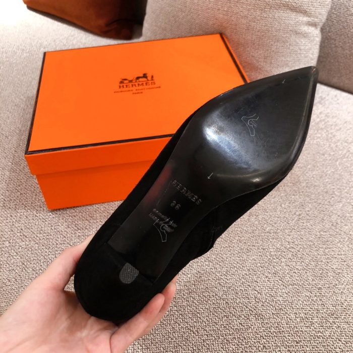 Hermes Blanche 女式踝靴黑色 2.4 英寸/6 厘米 H202012Z 02360