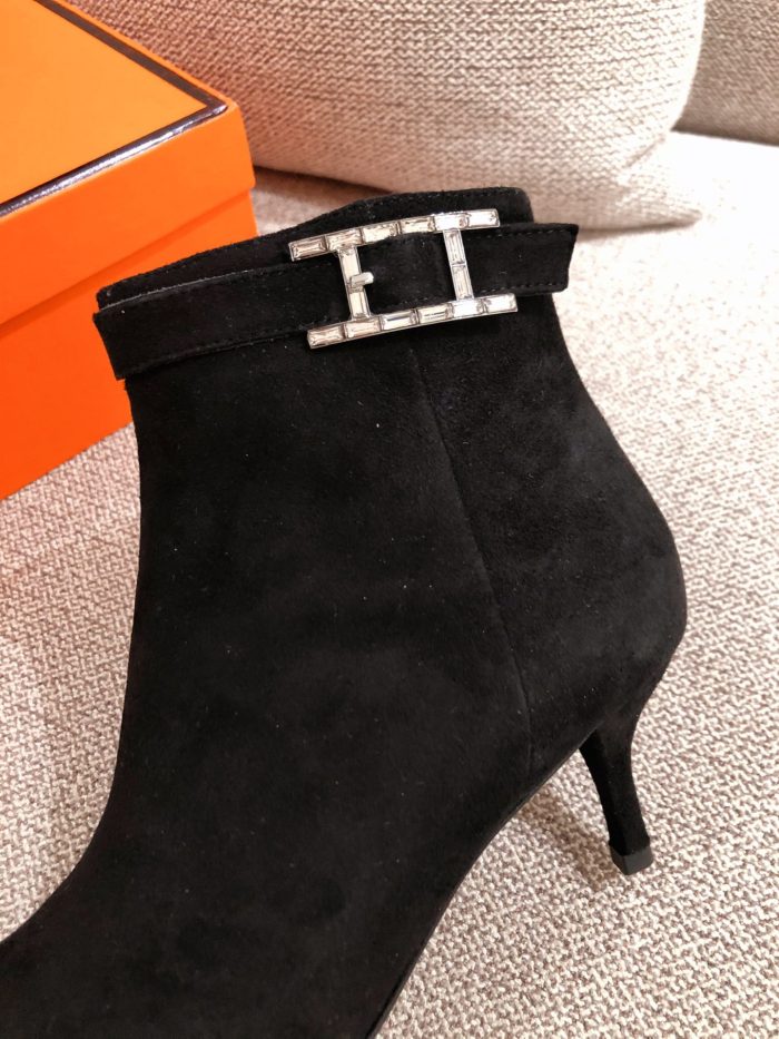 Hermes Blanche 女式踝靴黑色 2.4 英寸/6 厘米 H202012Z 02360