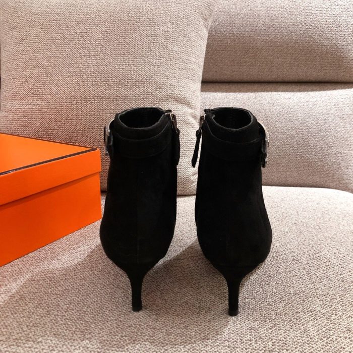 Hermes Blanche 女式踝靴黑色 2.4 英寸/6 厘米 H202012Z 02360
