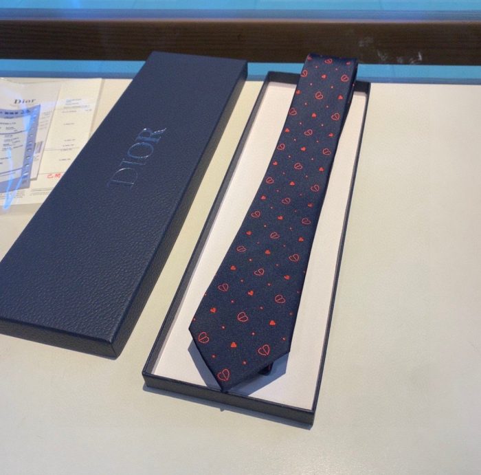 Dior 圆点和心形真丝领带 蓝色 Dior 男士领带