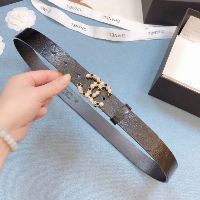 Chanel 串珠带扣棕色金色金属和水钻女士腰带