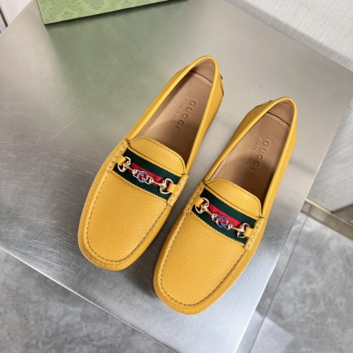 Gucci 男士黄色织带细节乐福鞋 6246981