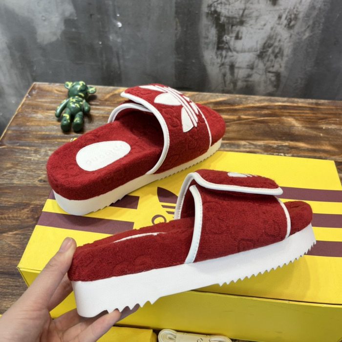 Gucci x Adidas 男士厚底 GG 红色凉鞋 702412 UU010 6560