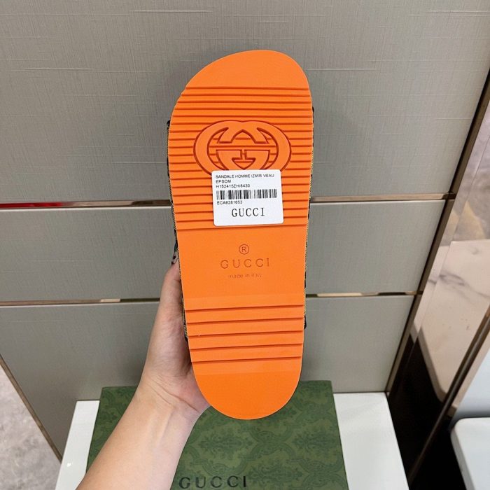 Gucci 男士凉拖带橙色和绿色男士 658020 2HK60